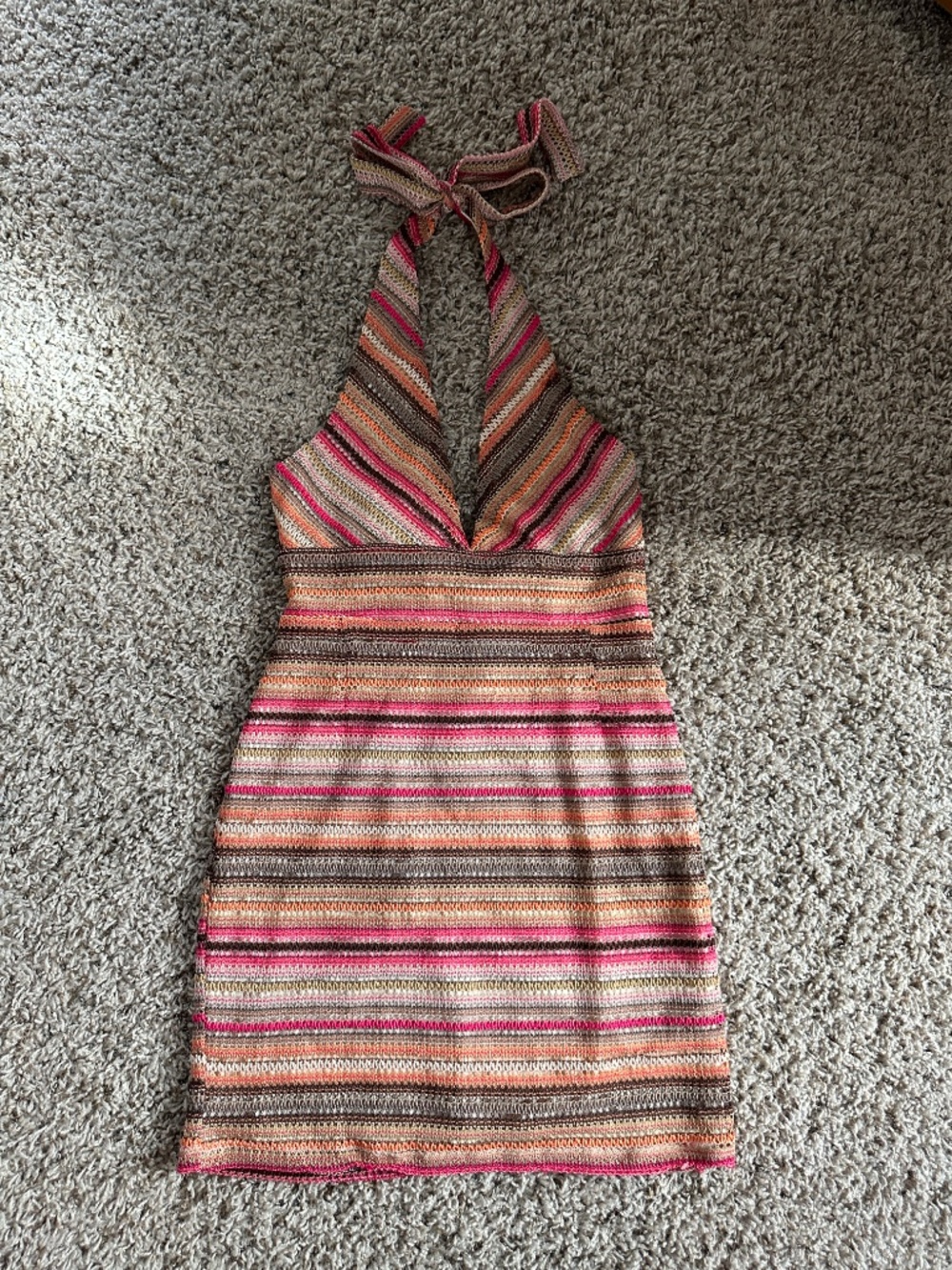 PacSun Kendall & Kylie Striped Halter Dress – Size M